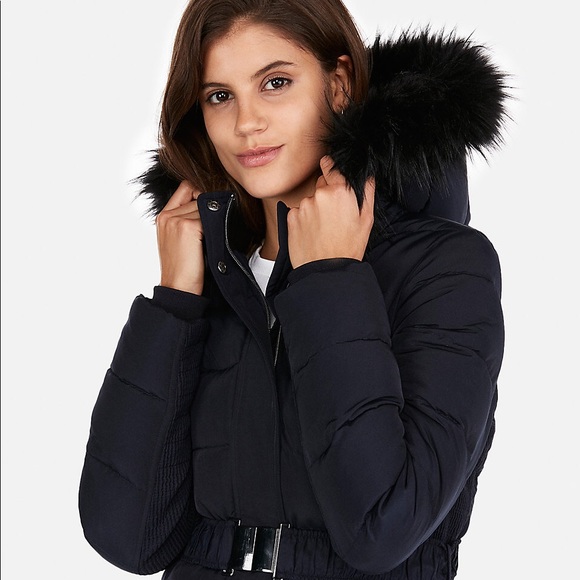 express belted puffer coat